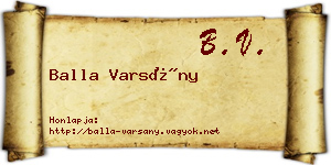 Balla Varsány névjegykártya